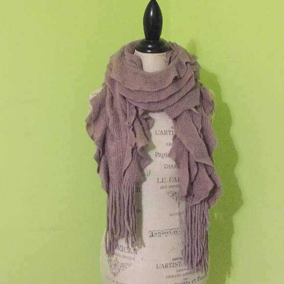 Draped taupe knit scarf - Picture 1 of 3